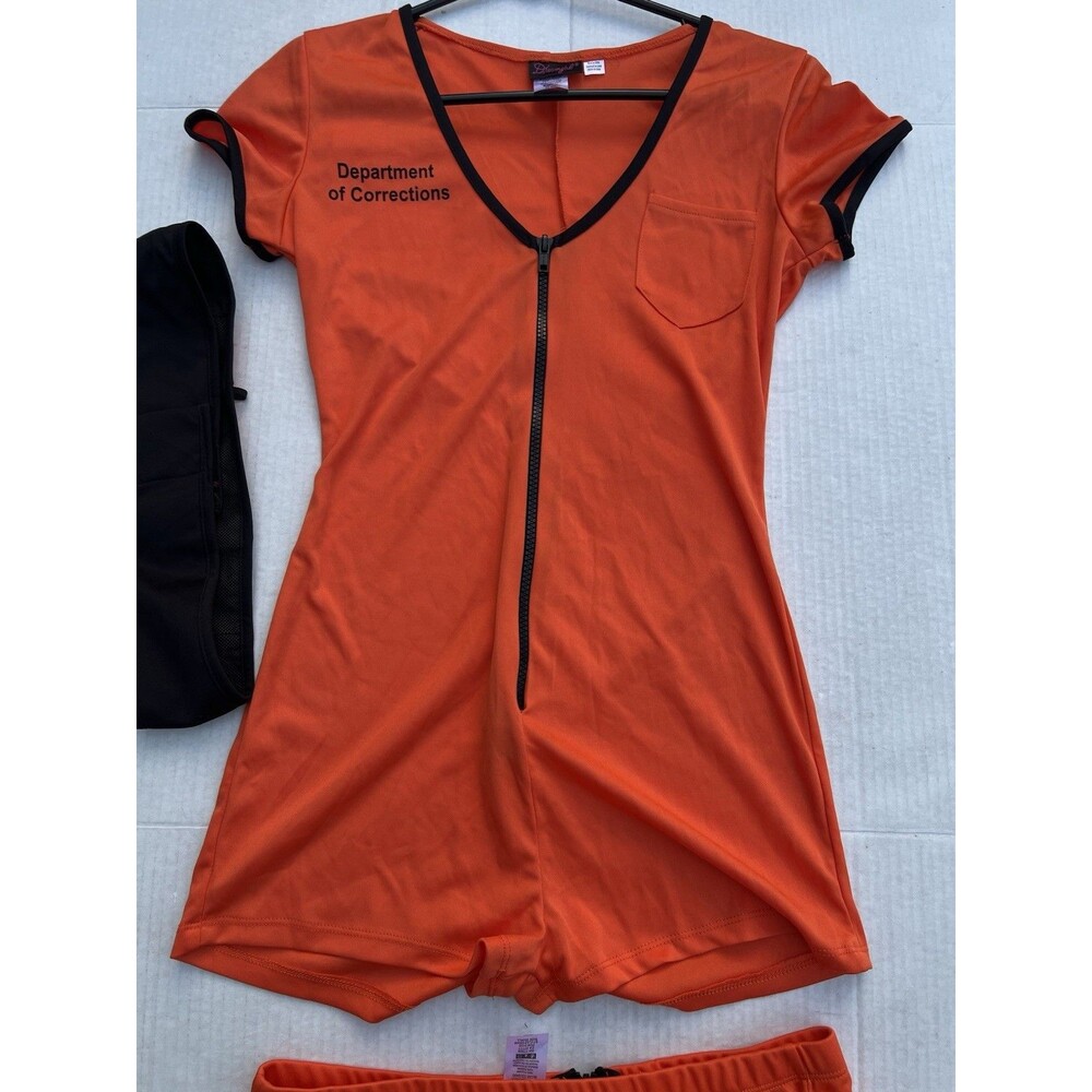 Dreamgirl Locked Up Prisoner Costume Womens Small Orange Convict Guilty Romper - Picture 9 of 9